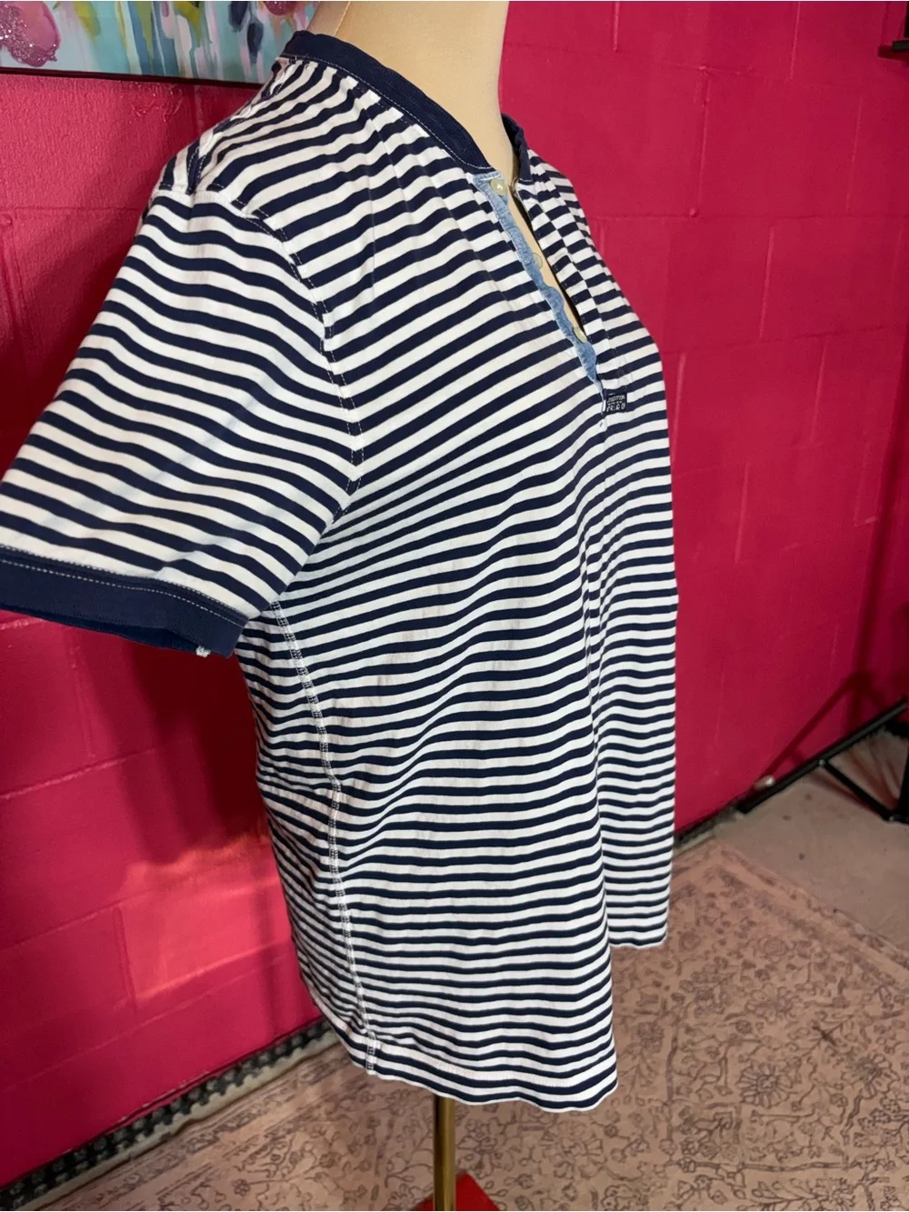 Polo by Ralph Lauren Navy & White Striped Short-Sleeve Henley